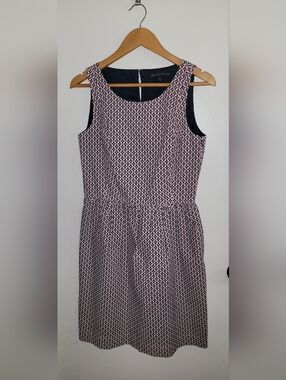 Brooks Brothers Dress Women 6 Navy Pink Geometric Pockets Office Career Sheath